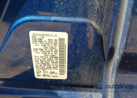 2008 Nissan Rogue Sl из США, поврежденный, VIN JN8AS58V48W133708